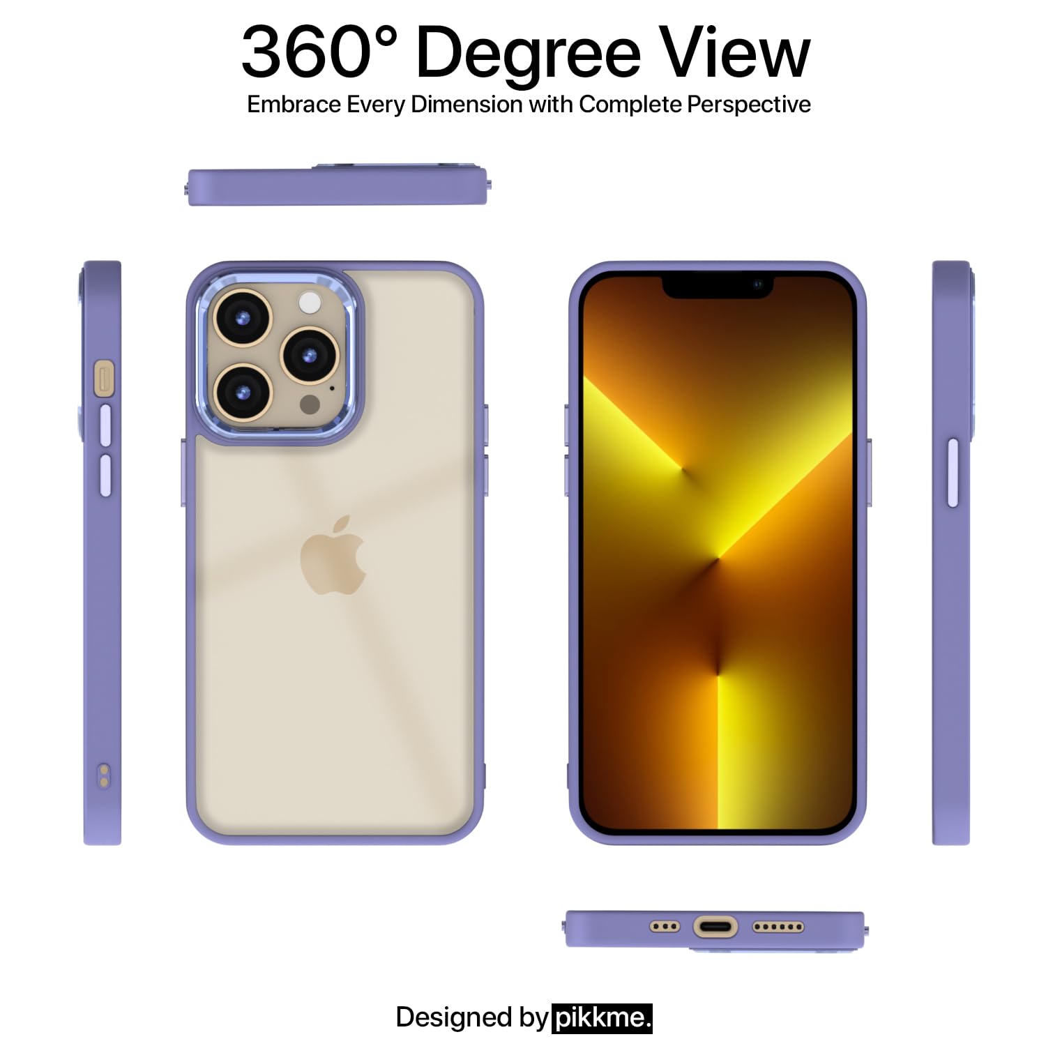 Pikkme iPhone 13 Pro Electroplated Crome Metal Ring Back Cover (Purple)