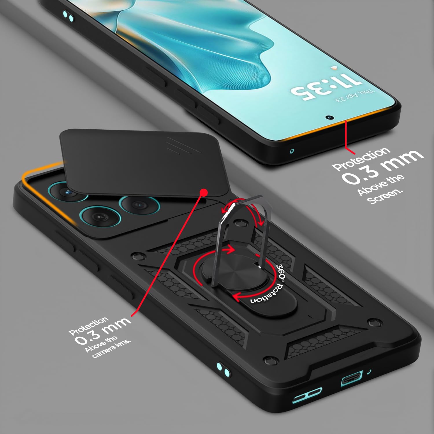 Pikkme Motorola Moto edge 60 fusion D10 Tough Armor Back Cover (Black)
