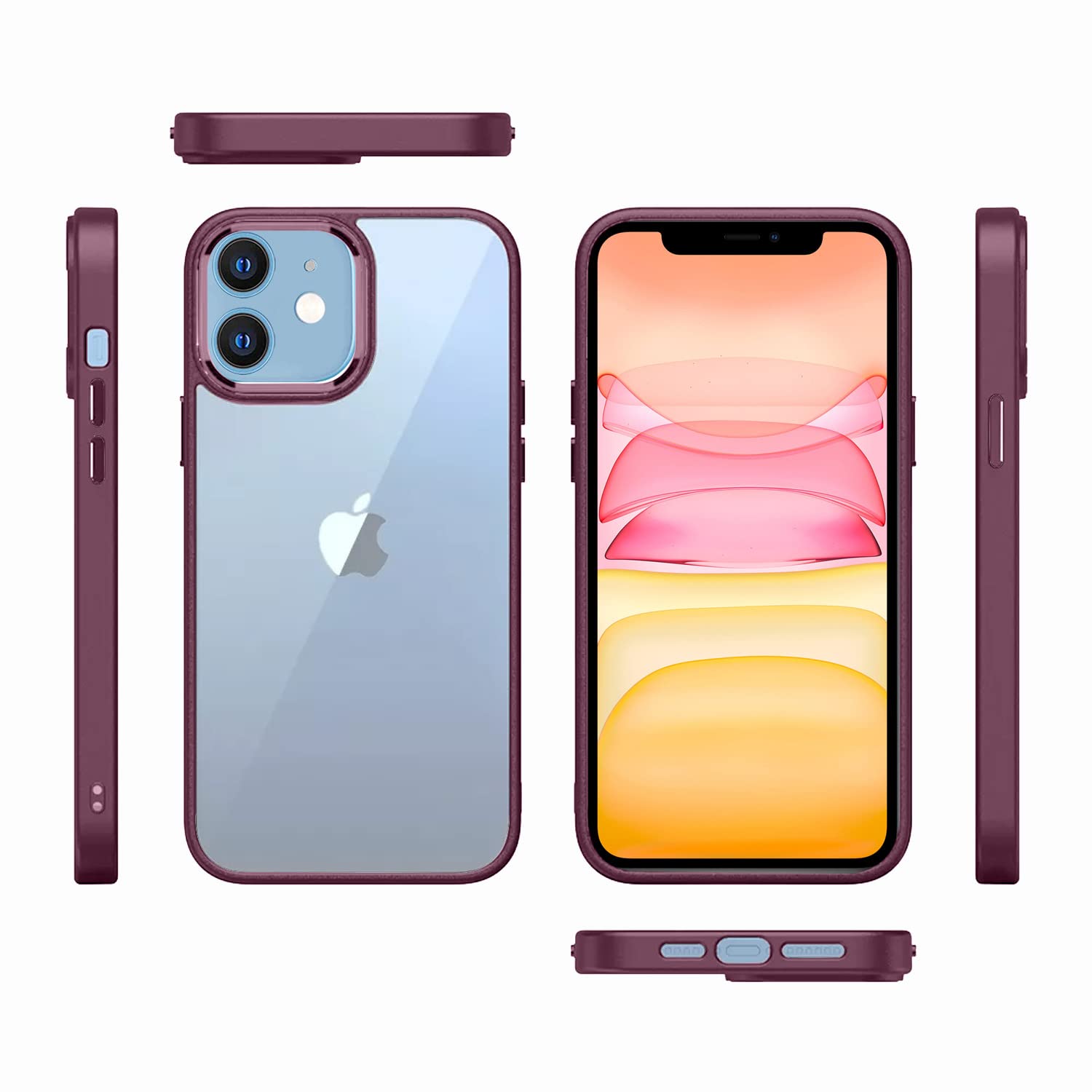 Pikkme iPhone 11 Electroplated Crome Metal Ring Back Cover (Magenta)