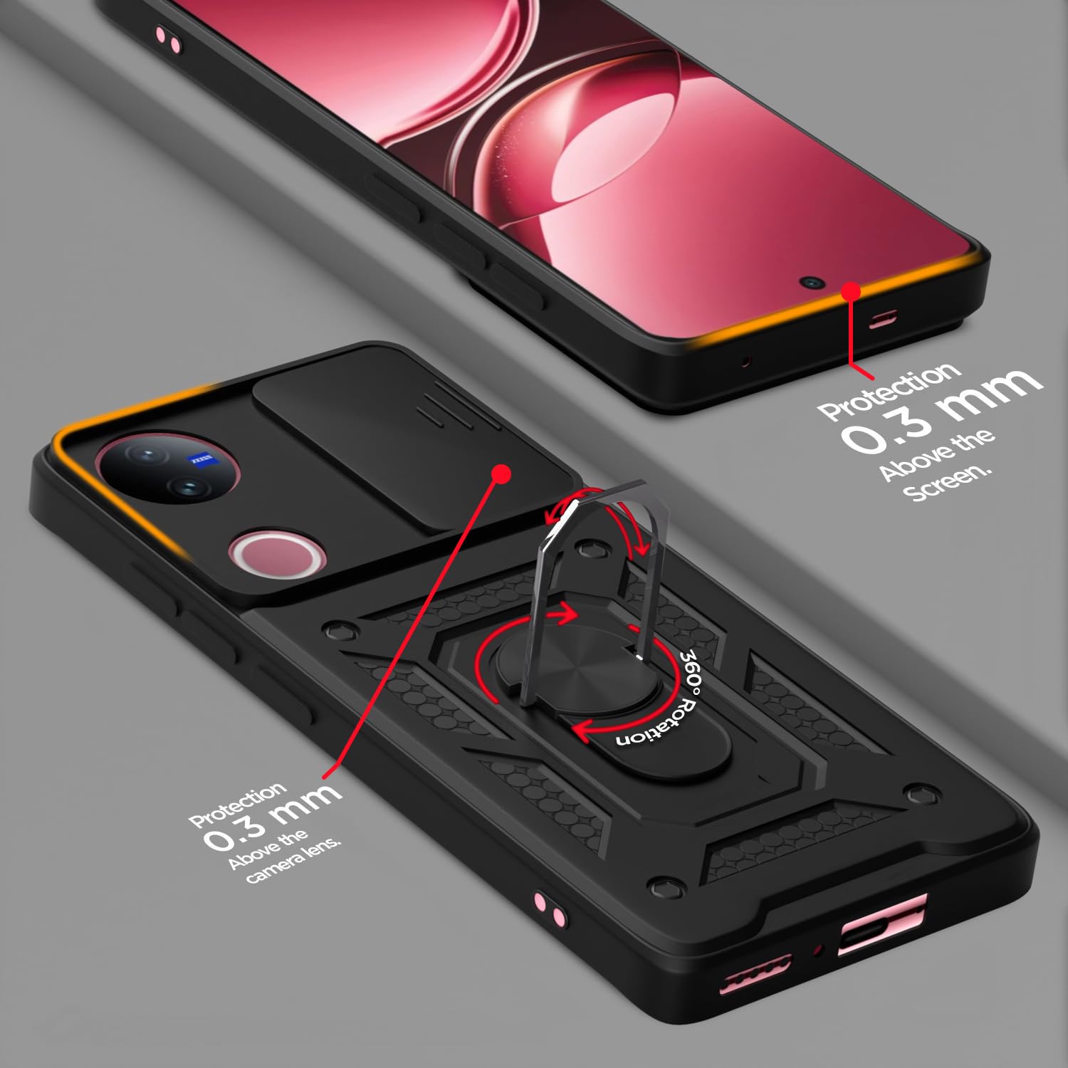 Pikkme iQOO Z10R/Vivo V50/V50e/Vivo T4R 5G D10 Camera Shield black mobile back cover – photo 4