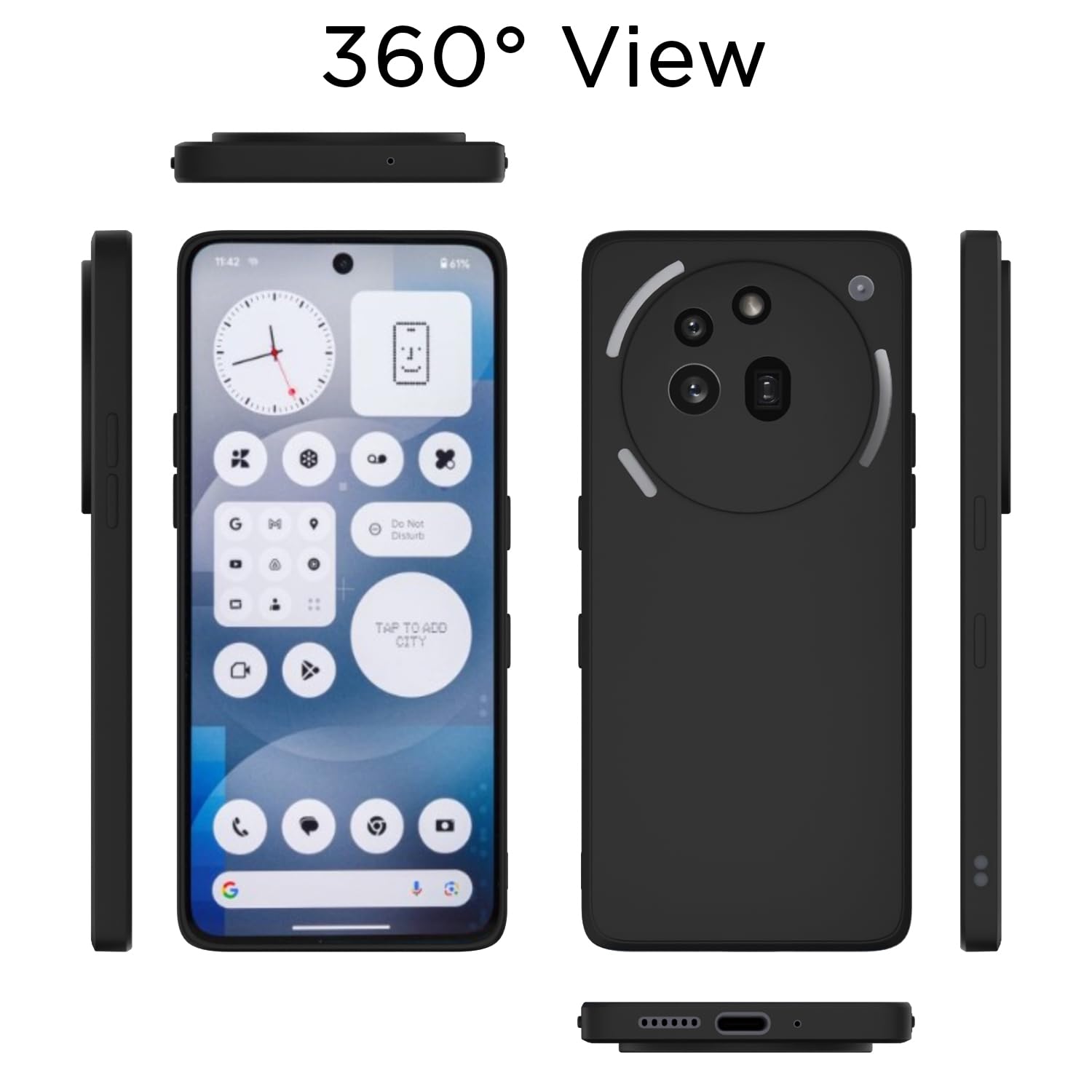 Pikkme Nothing Phone 3A Pro Soft Matte Silicone Shockproof Case (Black)