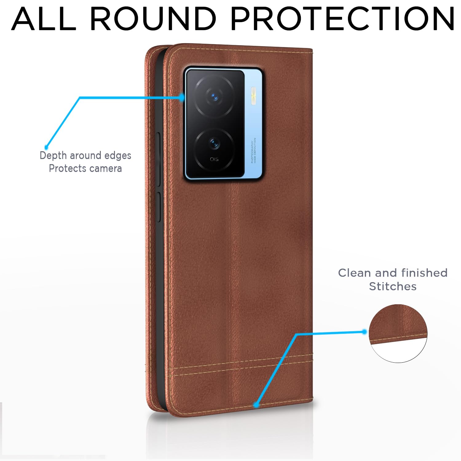 iQOO Z7/Z7s 5G Magnetic mobile flip cover in brown by Pikkme – photo 4
