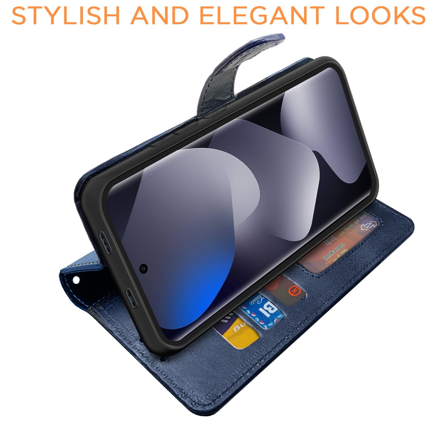 Redmi Note 15 5G flip cover in navy & light blue by Pikkme – photo 3