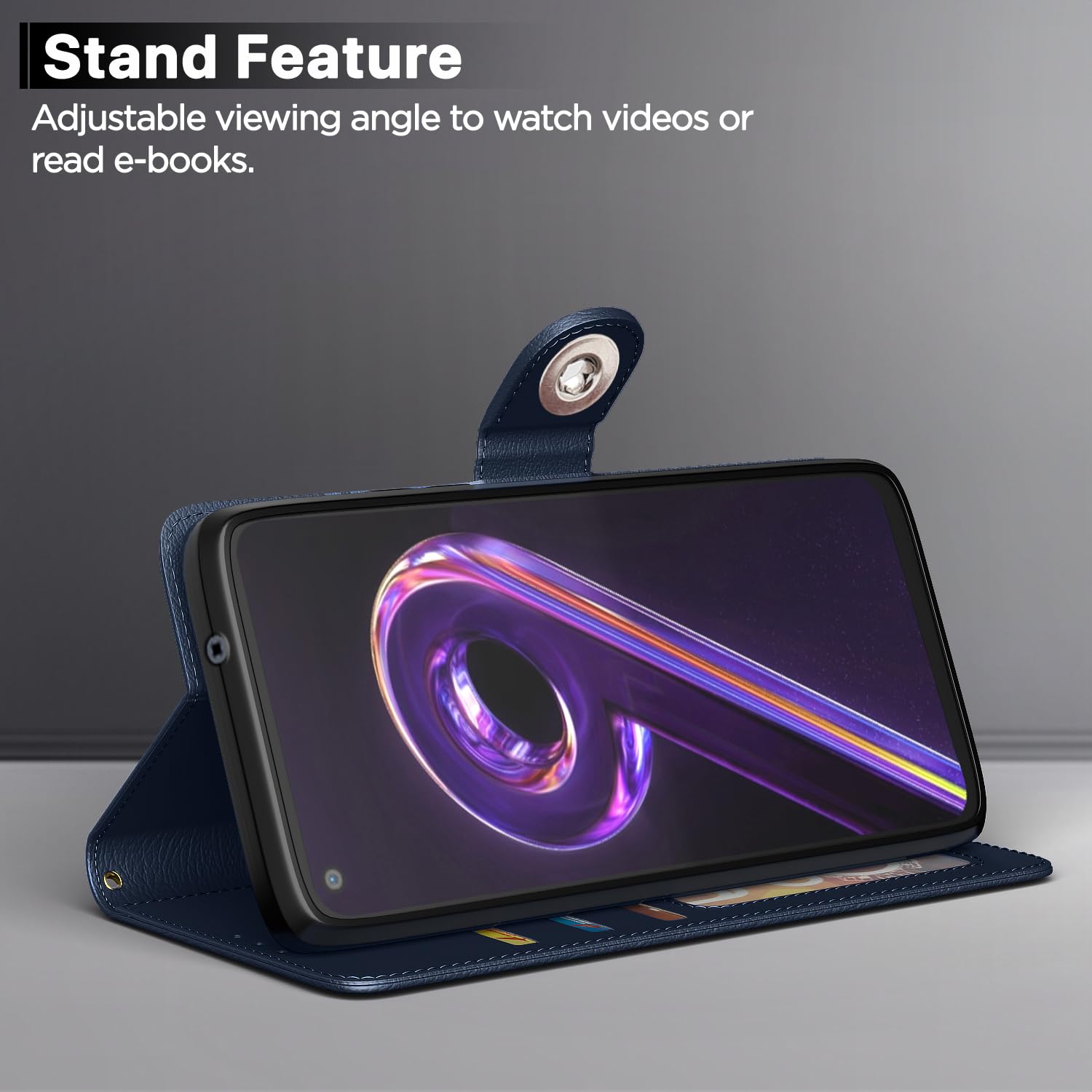 Pikkme Realme 9 Pro Button blue wallet flip cover – photo 3