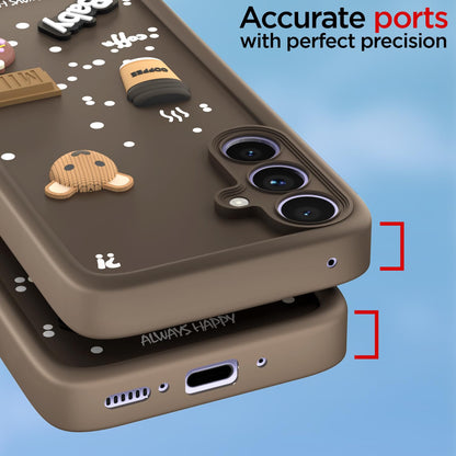 Pikkme Samsung Galaxy A34 5G Cute Fun Cartoon 3D Bear Coffee Back cover (Brown)