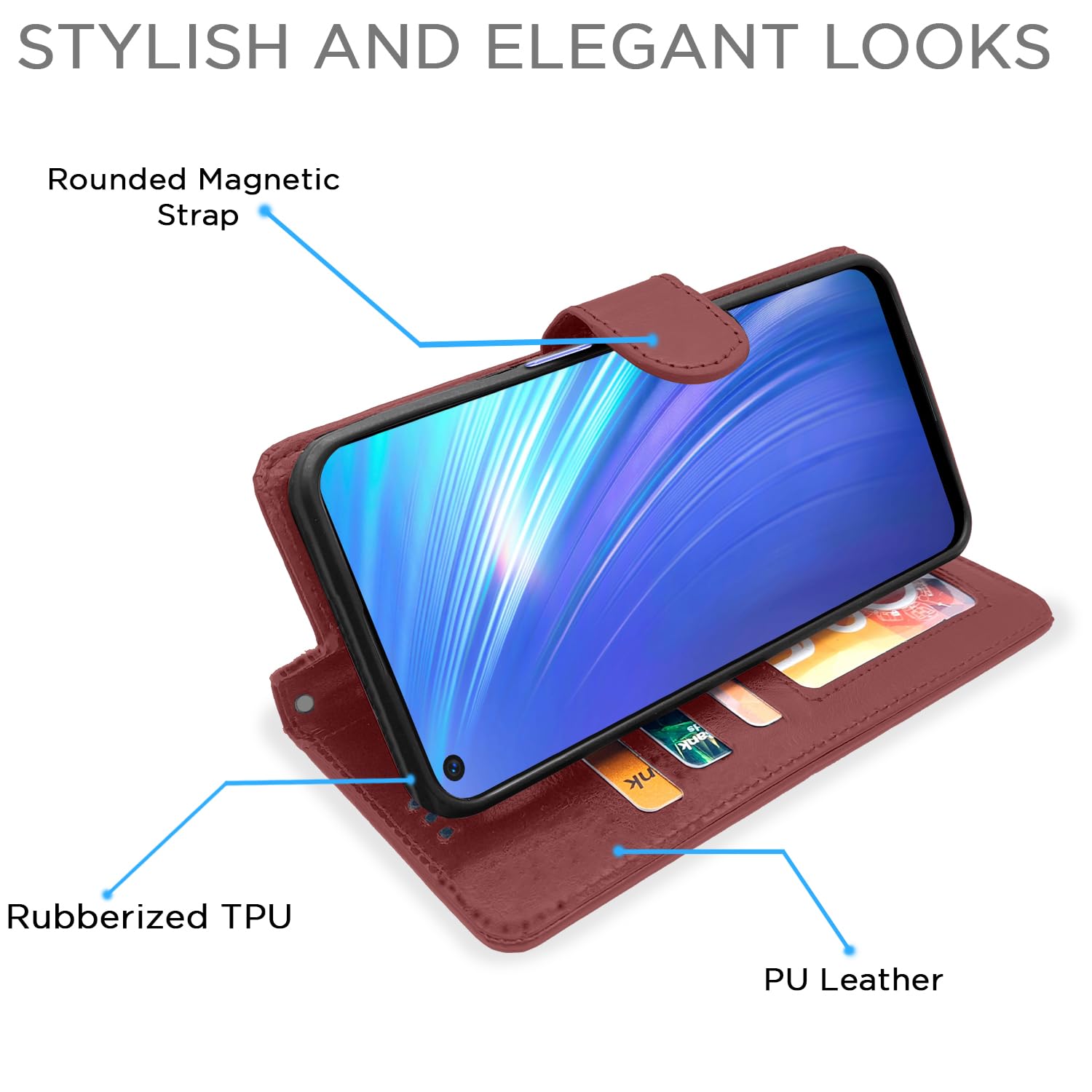 Pikkme Realme 6 Vintage Flip Cover (Brown)
