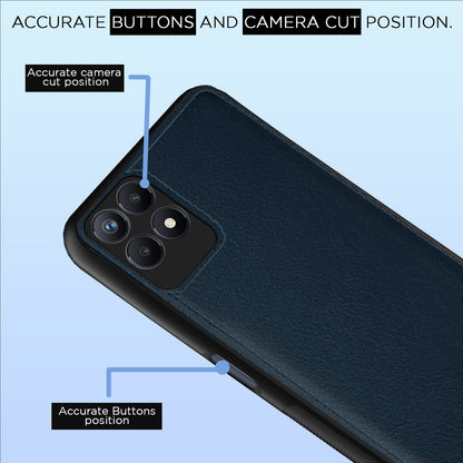 Pikkme Realme Narzo 50 4G / Realme 8i 4G Leatherback Back Case | Blue
