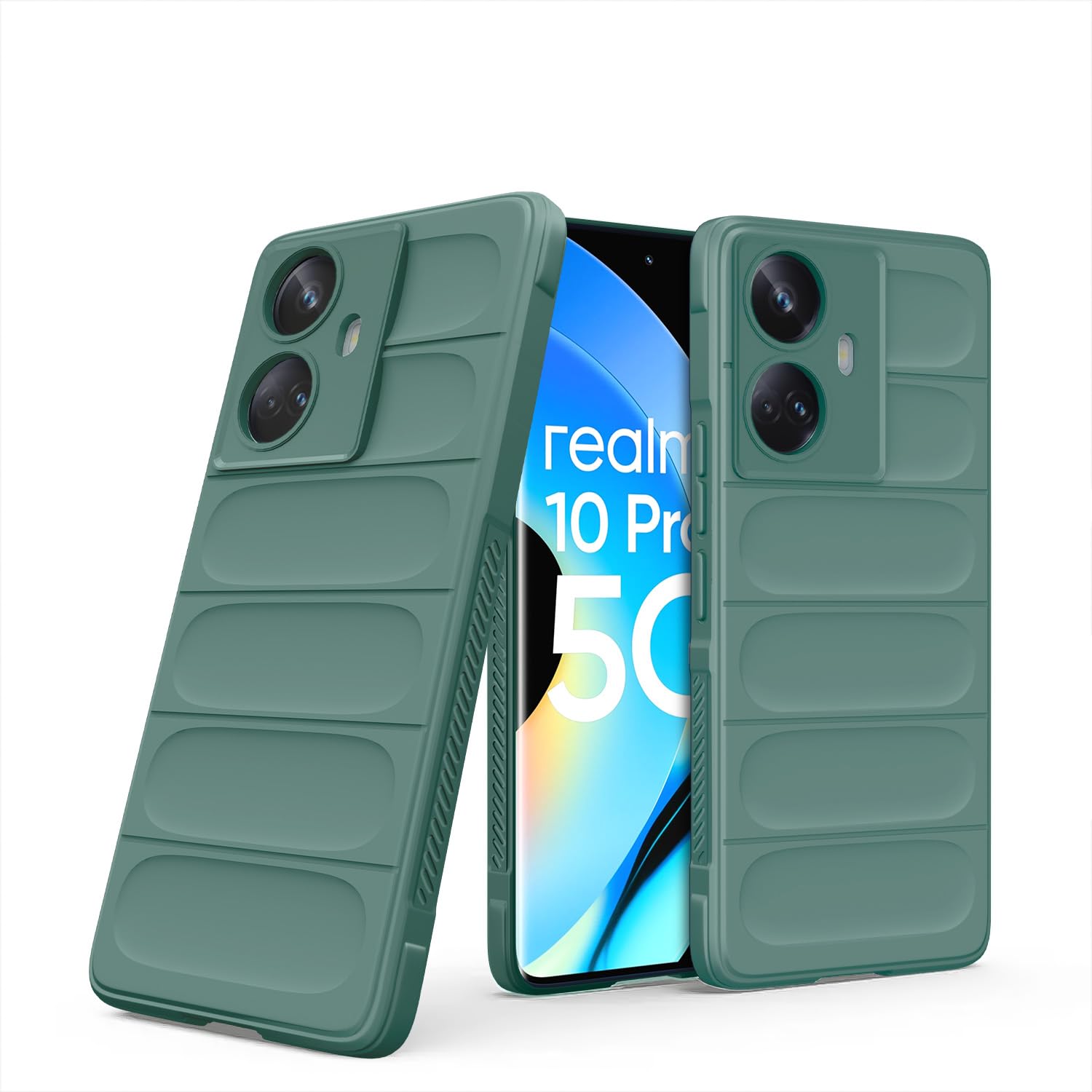 Realme 10 Pro Plus 5G Liquid Silicone mobile back cover in green by Pikkme