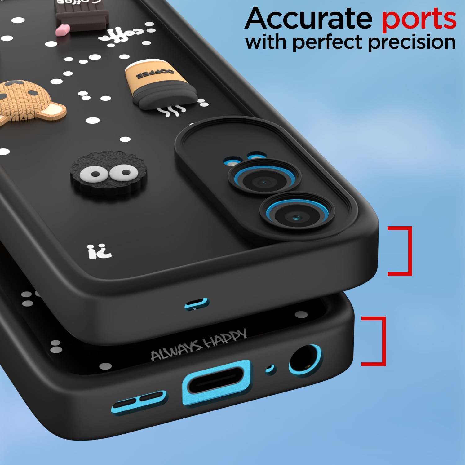 Pikkme  OnePlus Nord Ce 4 Lite 5G  Cute Fun Cartoon 3D Bear Coffee Back Cover (Black)