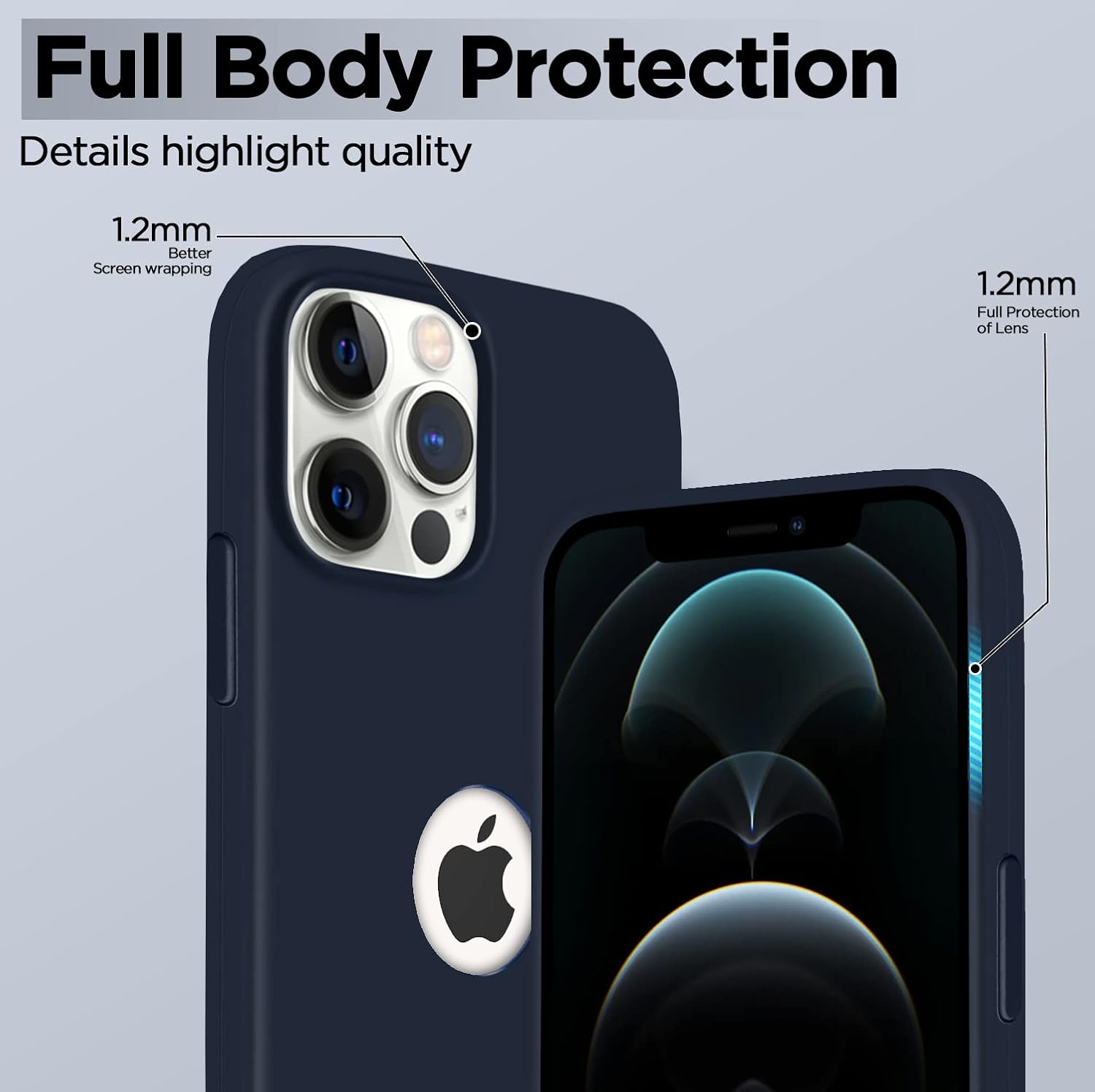 Pikkme iPhone 12 Pro Max Super Soft Silicone Back Cover (Dark Blue)