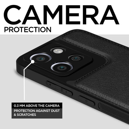 Pikkme Moto Edge 50 neo 5G Leather Back Case | Black