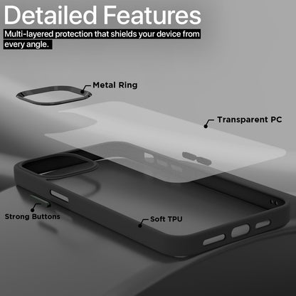 Pikkme iPhone 14 Chrome Metal Ring Back Cover (Black)
