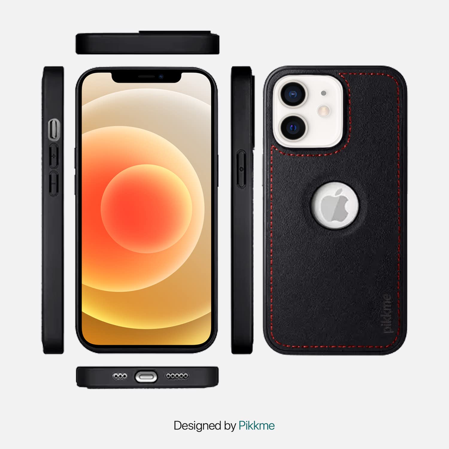 Pikkme iPhone 12 Luxe Series | Velvet Cloth Inside PU Leather Back Case (Black)