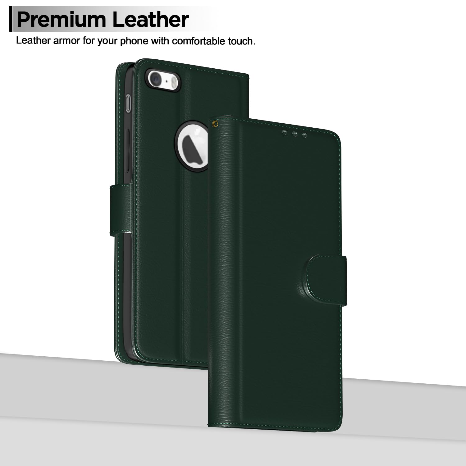 Pikkme iPhone 5 / 5s / Se Vintage Flip Cover (Green)