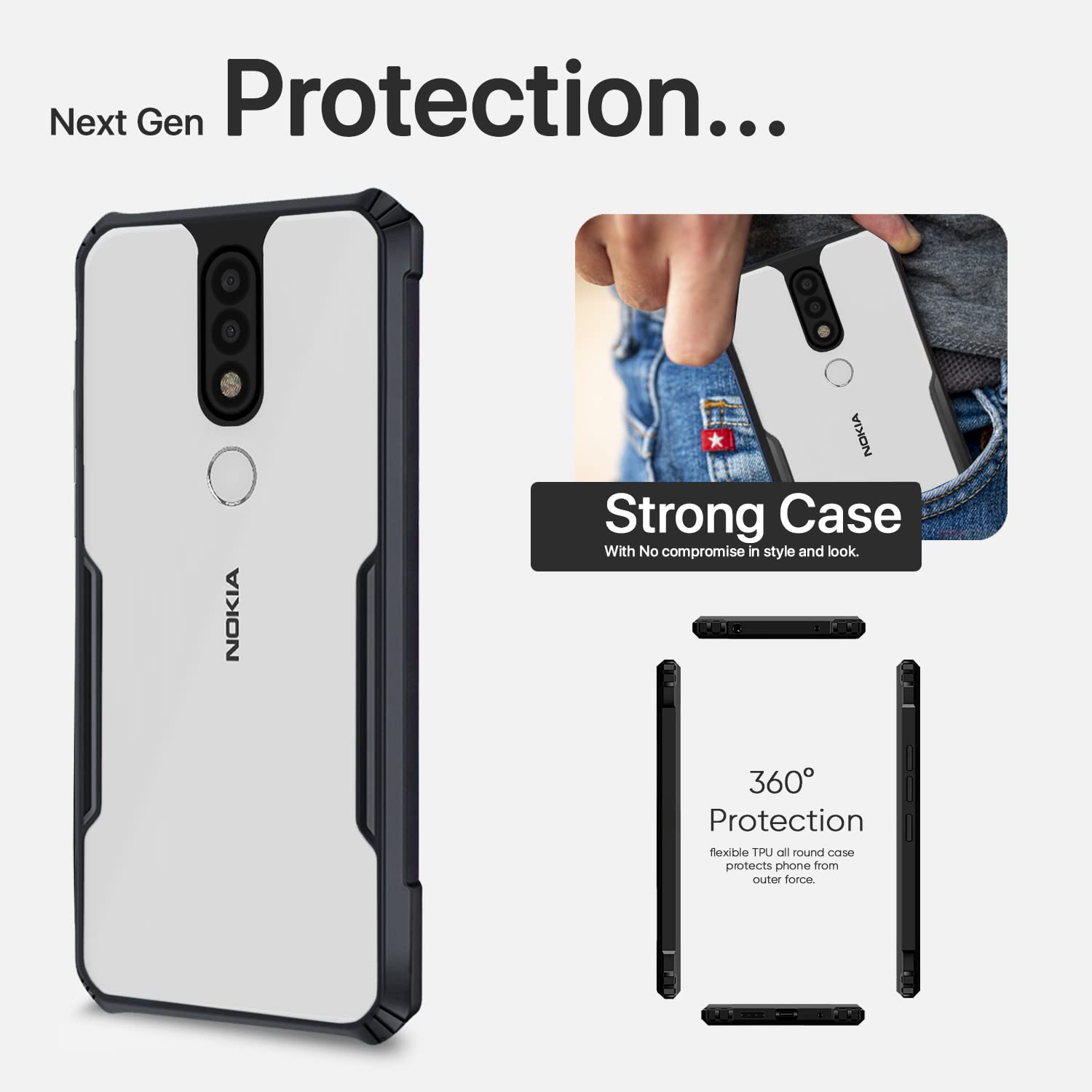 Pikkme black Hybrid mobile back cover for Nokia 6.1 Plus – photo 6