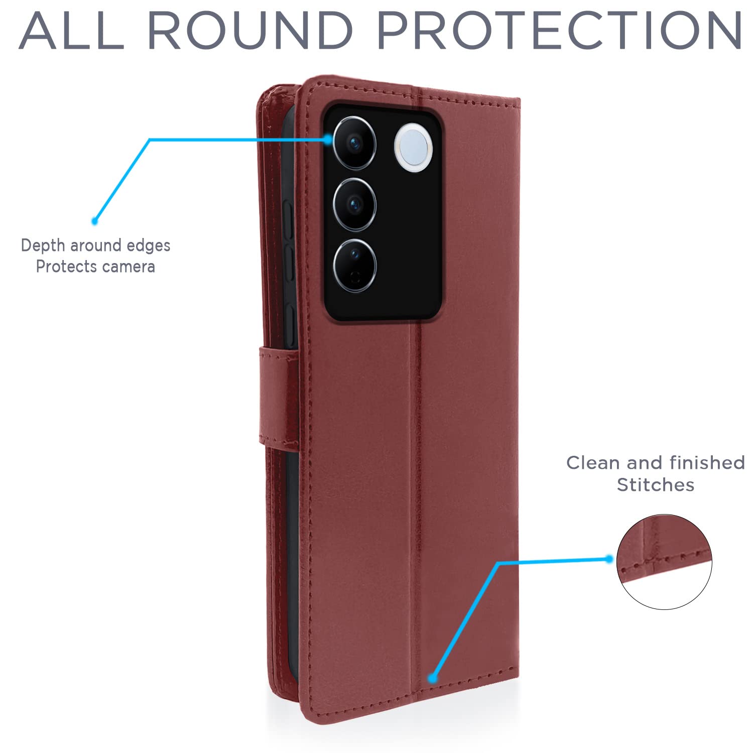 Pikkme Vivo V27 / V27 Pro 5G Vintage Flip Cover | Brown