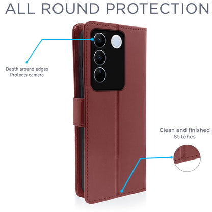 Pikkme Vivo V27 / V27 Pro 5G Vintage Flip Cover | Brown