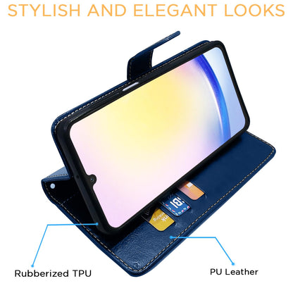 Blue & brown wallet flip cover for Samsung A15 5G – Pikkme – photo 5