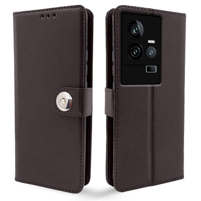 Pikkme coffee Button wallet flip cover for iQOO 11 5G