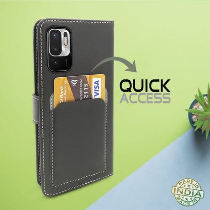 Grey Magnetic wallet flip cover for Redmi Note 10T 5G – Pikkme – photo 5