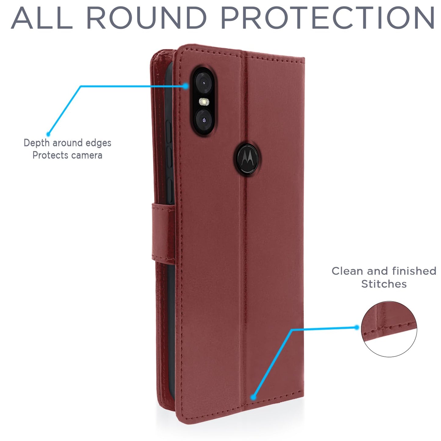 Pikkme Moto One Power Vintage Flip Cover (Brown)