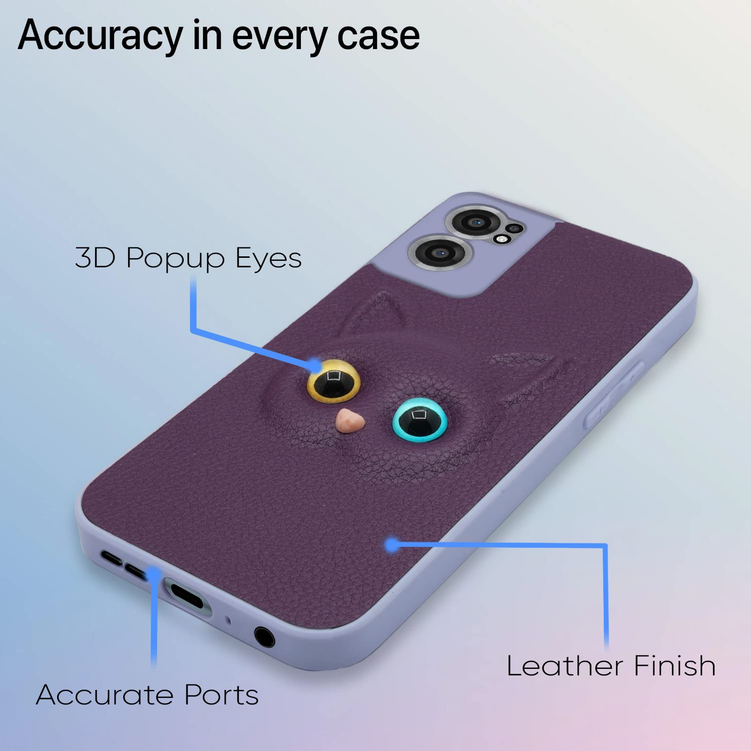 Pikkme Oneplus Nord Ce 2 5G Kitty Back Cover (Purple)