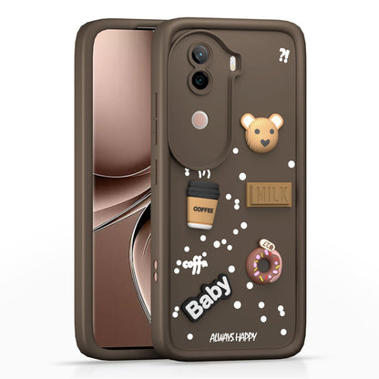 Pikkme iQoo Z9s 5G / Vivo V40e 5G Cute Fun Cartoon 3D Bear Coffee Back Cover (Brown)