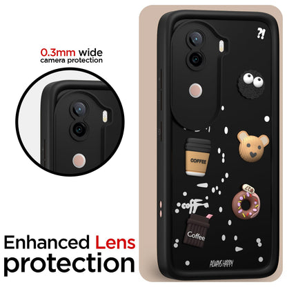 Pikkme iQoo Z9s 5G / Vivo V40e 5G Cute Fun Cartoon 3D Bear Coffee Back Cover (Black)