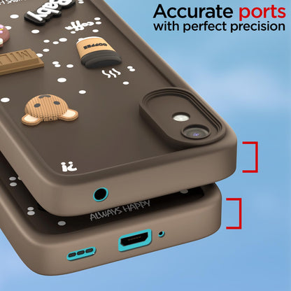 Pikkme Redmi 9A / 9i / 9A Sport Cute Fun Cartoon 3D Bear Coffee Back Cover (Brown)