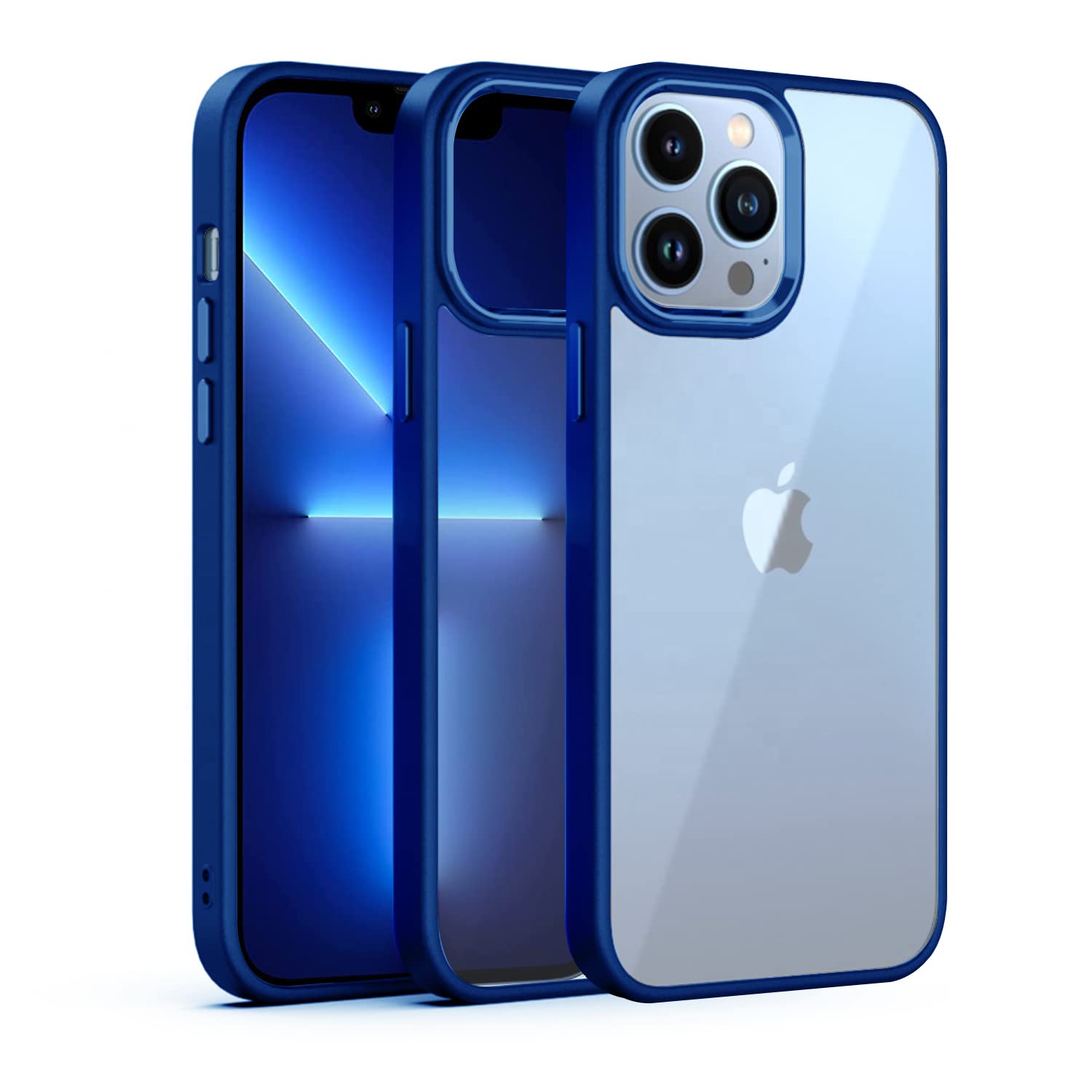 Pikkme iPhone 13 Pro Max Electroplated Crome Metal Ring Back Cover (Dark Blue)