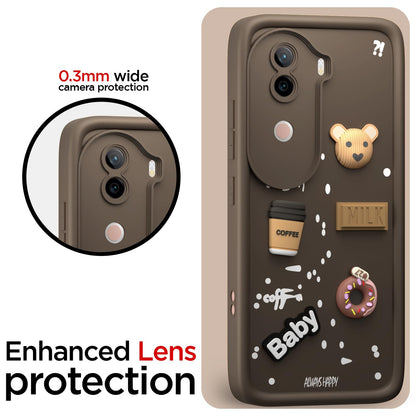 Pikkme iQoo Z9s 5G / Vivo V40e 5G Cute Fun Cartoon 3D Bear Coffee Back Cover (Brown)