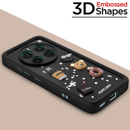 Pikkme Realme 12 Plus 5G / P1 5G / Narzo 70 5G / 70 Pro 5G Fun Cartoon 3D Bear Coffee Back Cover (Black)