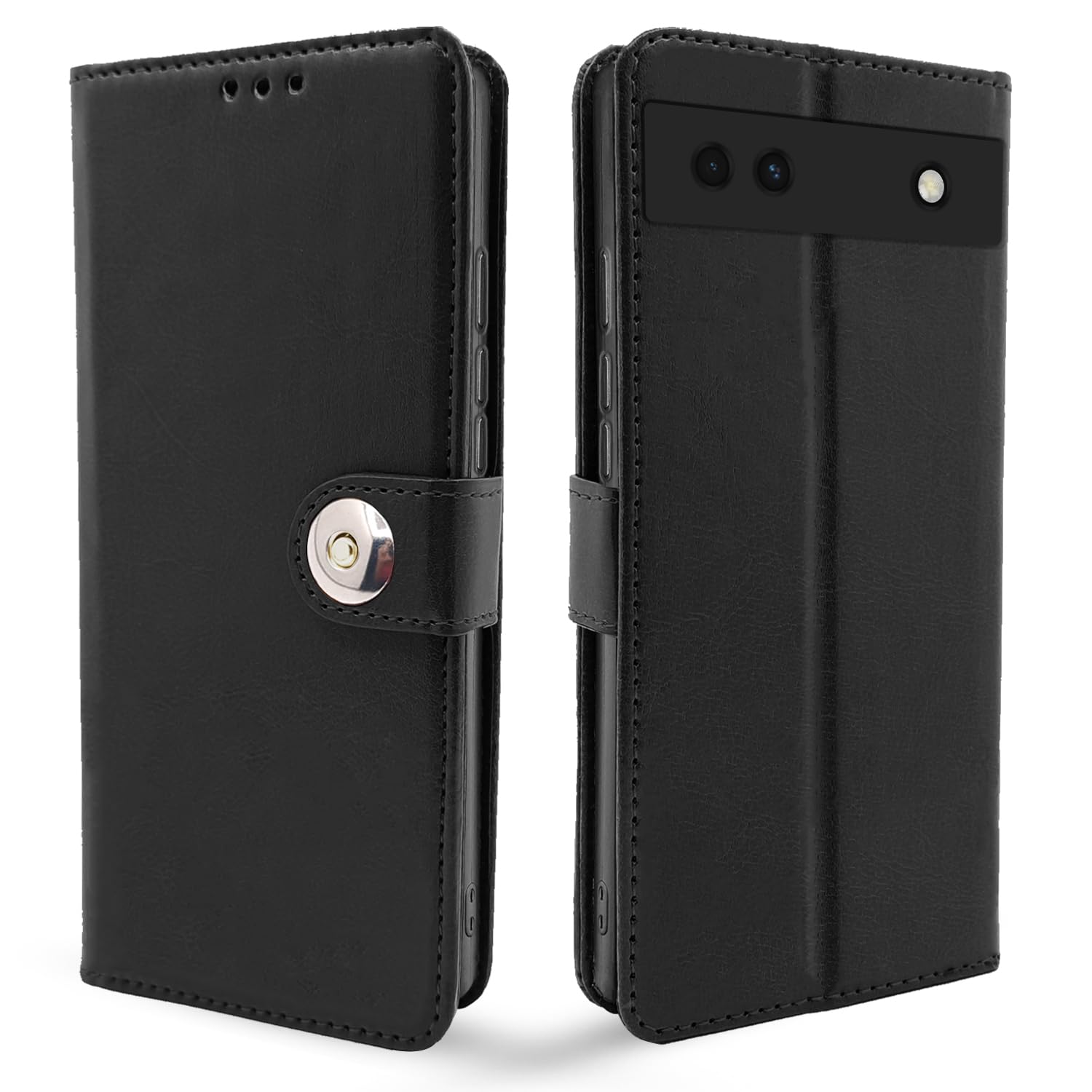 Pikkme Google Pixel 6a Button black wallet flip cover