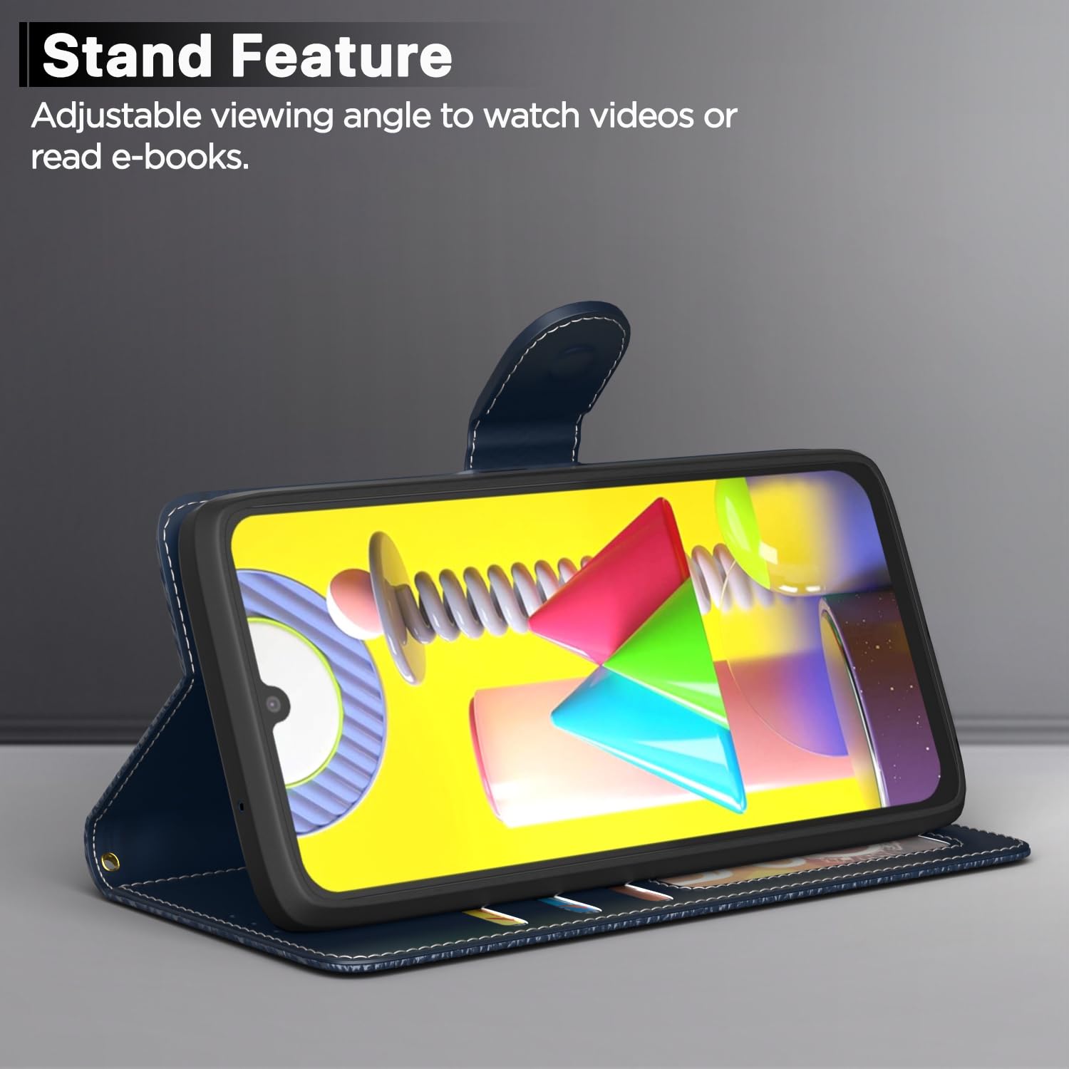 Samsung M31/F41/M31 Prime wallet flip cover in blue by Pikkme – photo 3