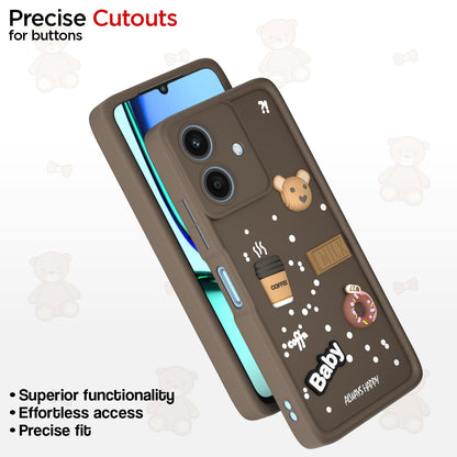 Pikkme  Realme Narzo N61 / Realme C61 4G  Cute Fun Cartoon 3D Bear Coffee Back Cover (Brown)