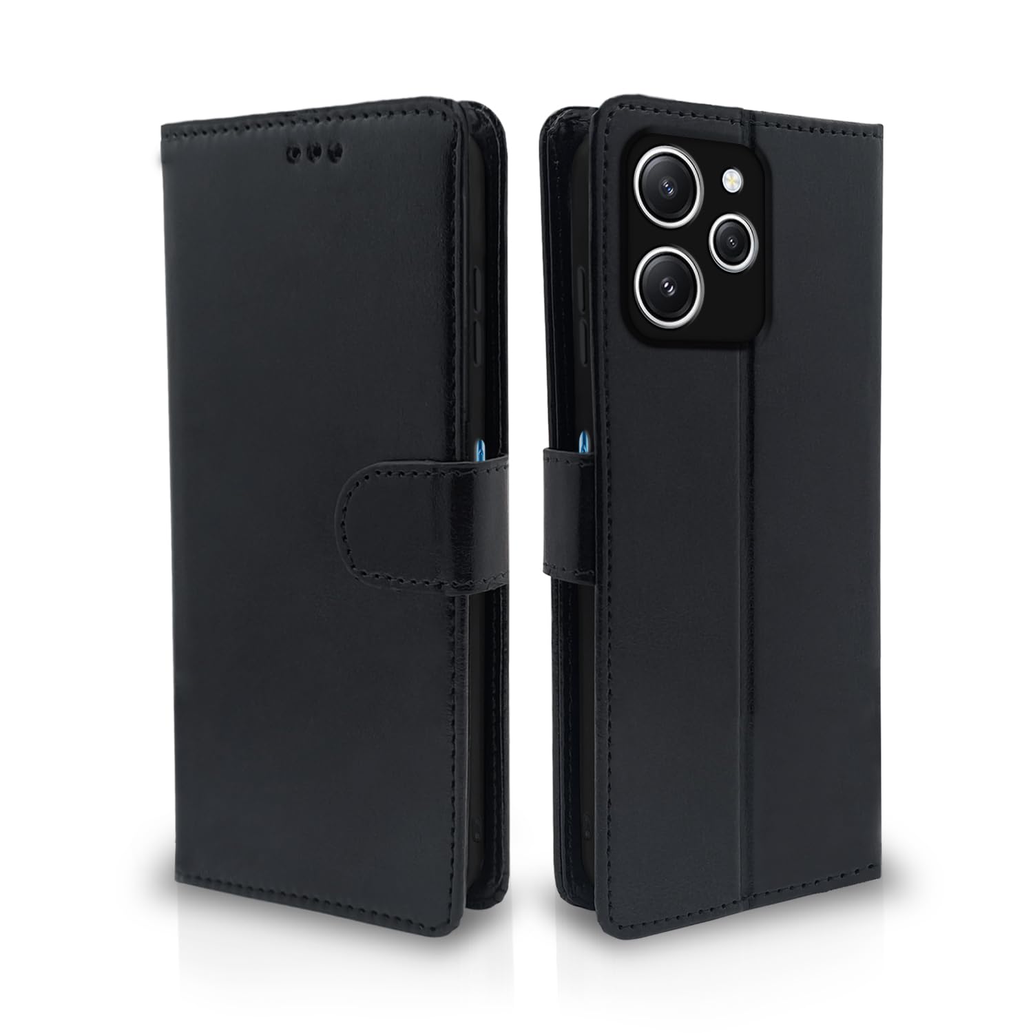 Pikkme Redmi 12 4G Vintage Flip Cover (Black)