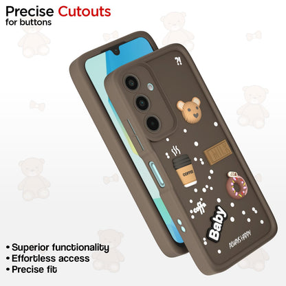 Pikkme Samsung Galaxy A16 5G  Cute Fun Cartoon 3D Bear Coffee cartoon Back Cover (Brown)