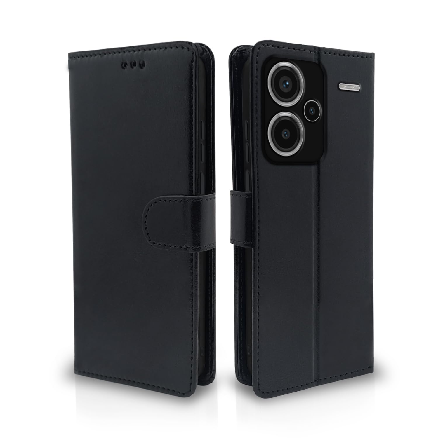 Pikkme Redmi Note 13 Pro Plus 5G  Vintage Flip Cover (Black)