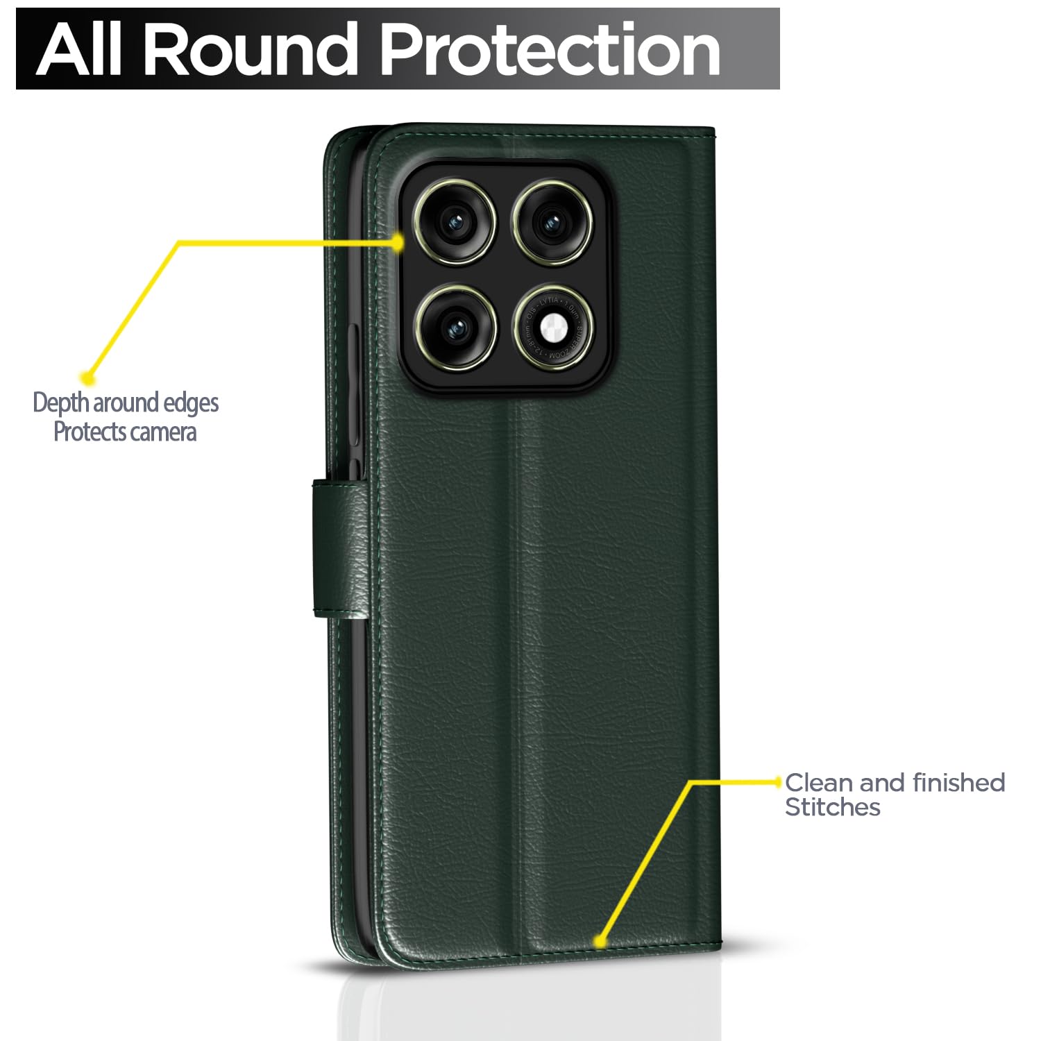 Pikkme Moto Edge 70 Pro 5G green wallet flip cover – photo 4