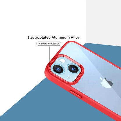 Pikkme iPhone 13 Electroplated Chrome Metal Ring Back Cover (Red)