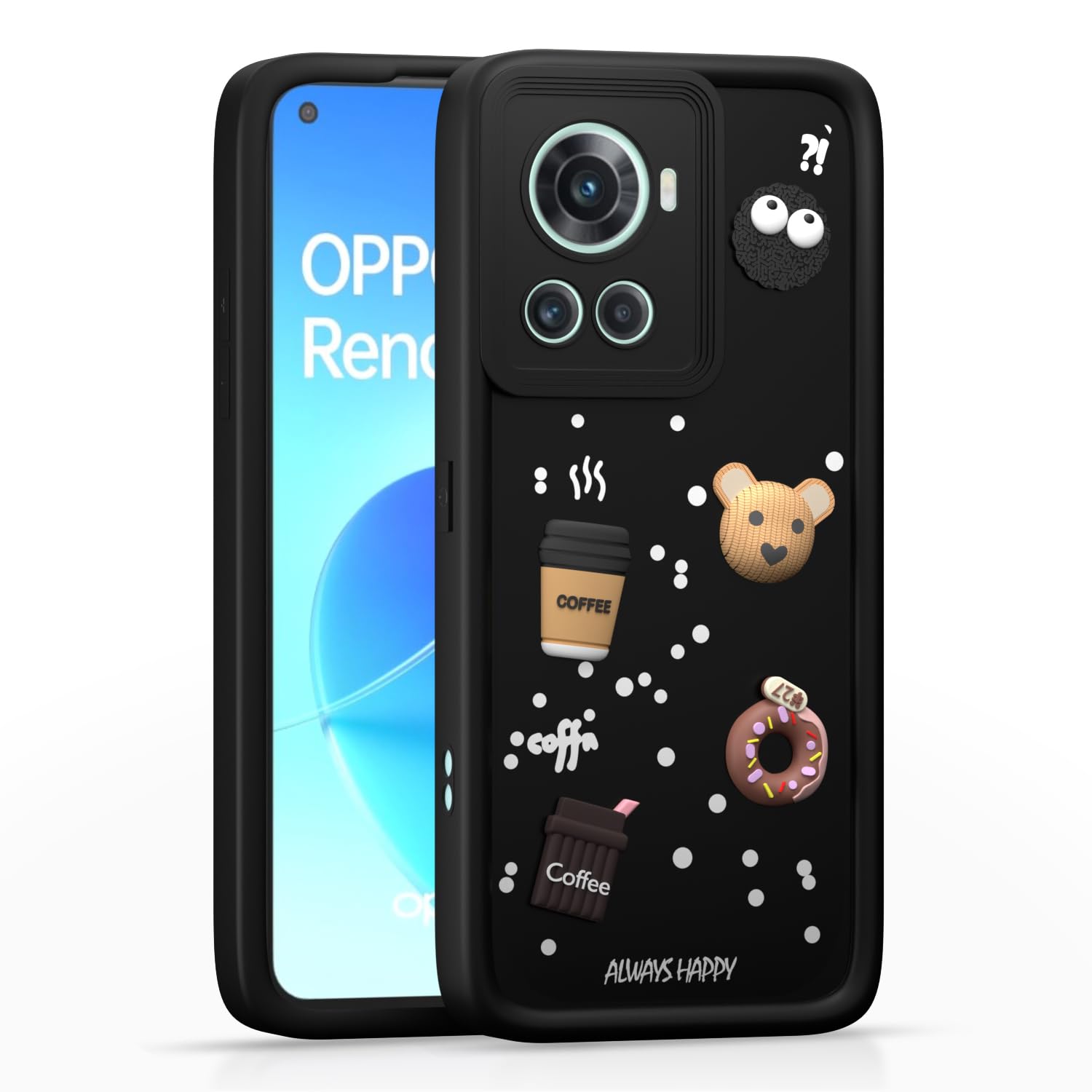 Pikkme OnePlus 10R 5G Cute Fun Cartoon 3D Bear Silicone Back Cover - Black 