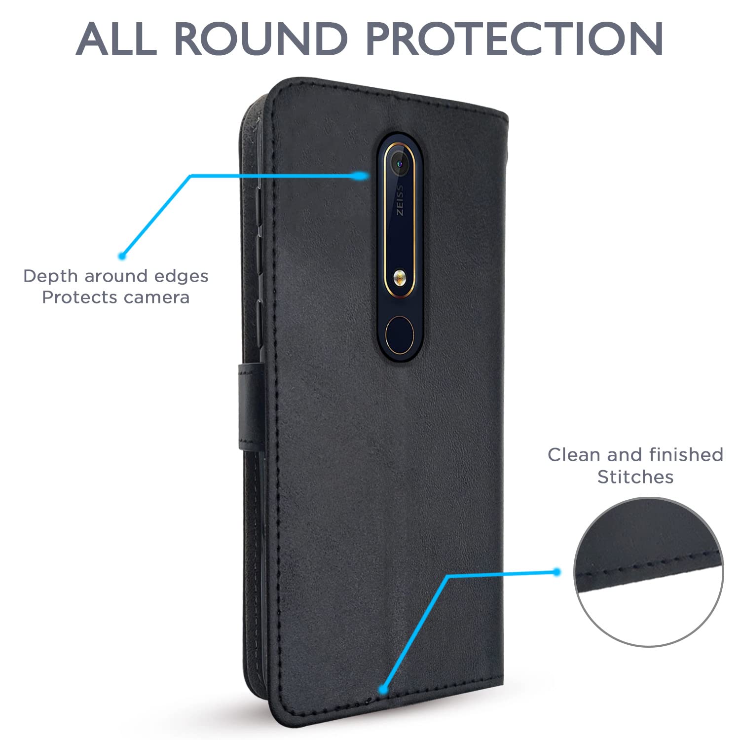 Black Wallet wallet flip cover for Nokia 6.1 Plus – Pikkme – photo 4