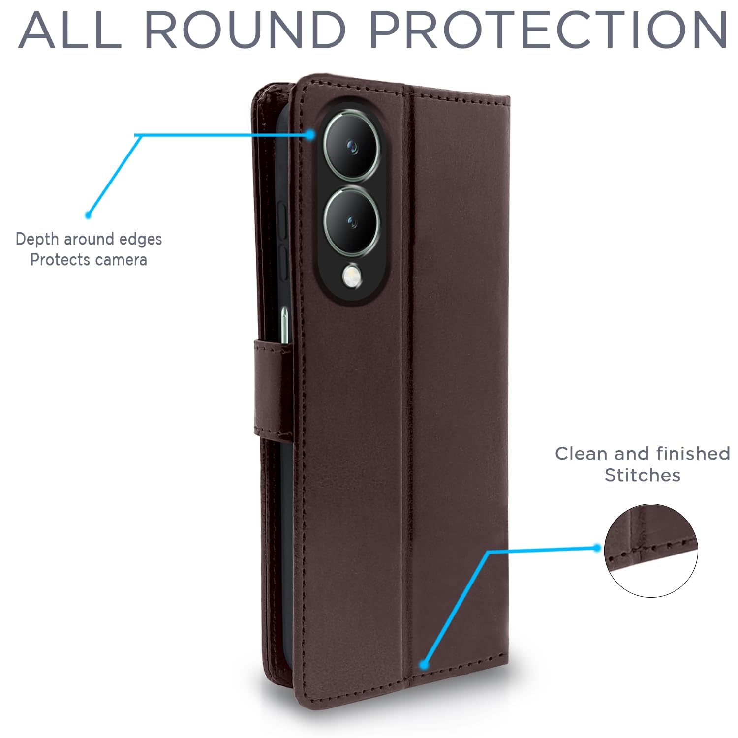 Vivo Y17s Wallet mobile flip cover in coffee by Pikkme – photo 4