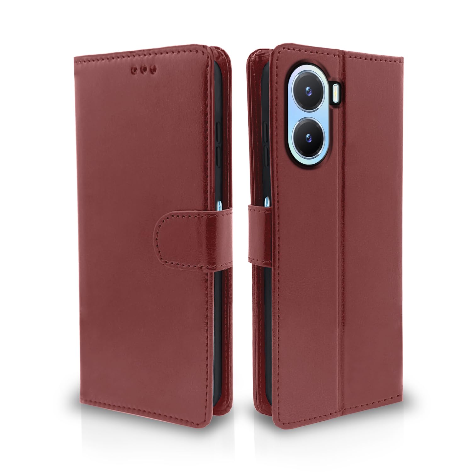 Pikkme Vivo T2X/Y16/Y56 5G Wallet brown mobile flip cover