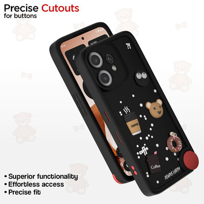 Pikkme CMF by Nothing Phone 2 Pro 5G Cute Fun Cartoon 3D Bear Coffee  Back Cover (Black)