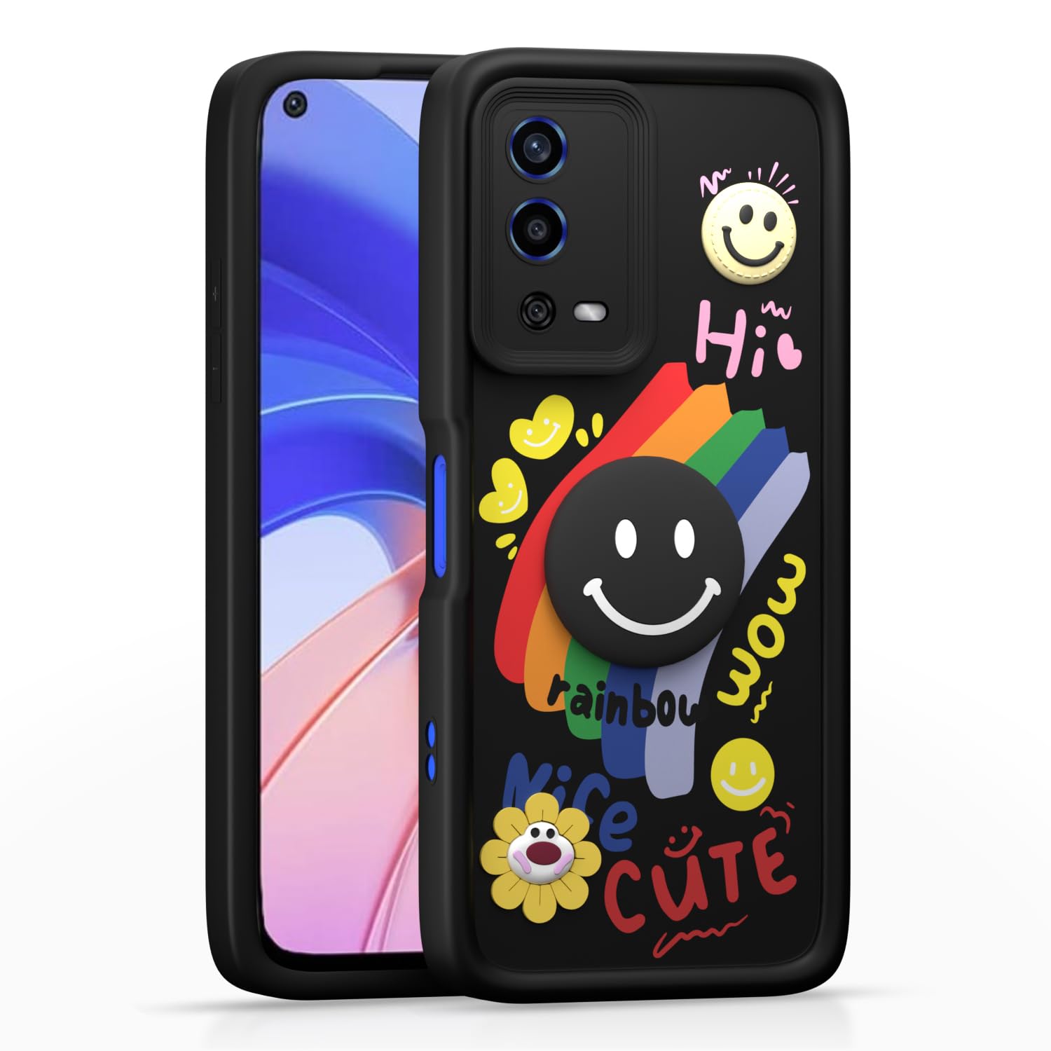 Oppo A55 Soft Silicone mobile cover in black by Pikkme