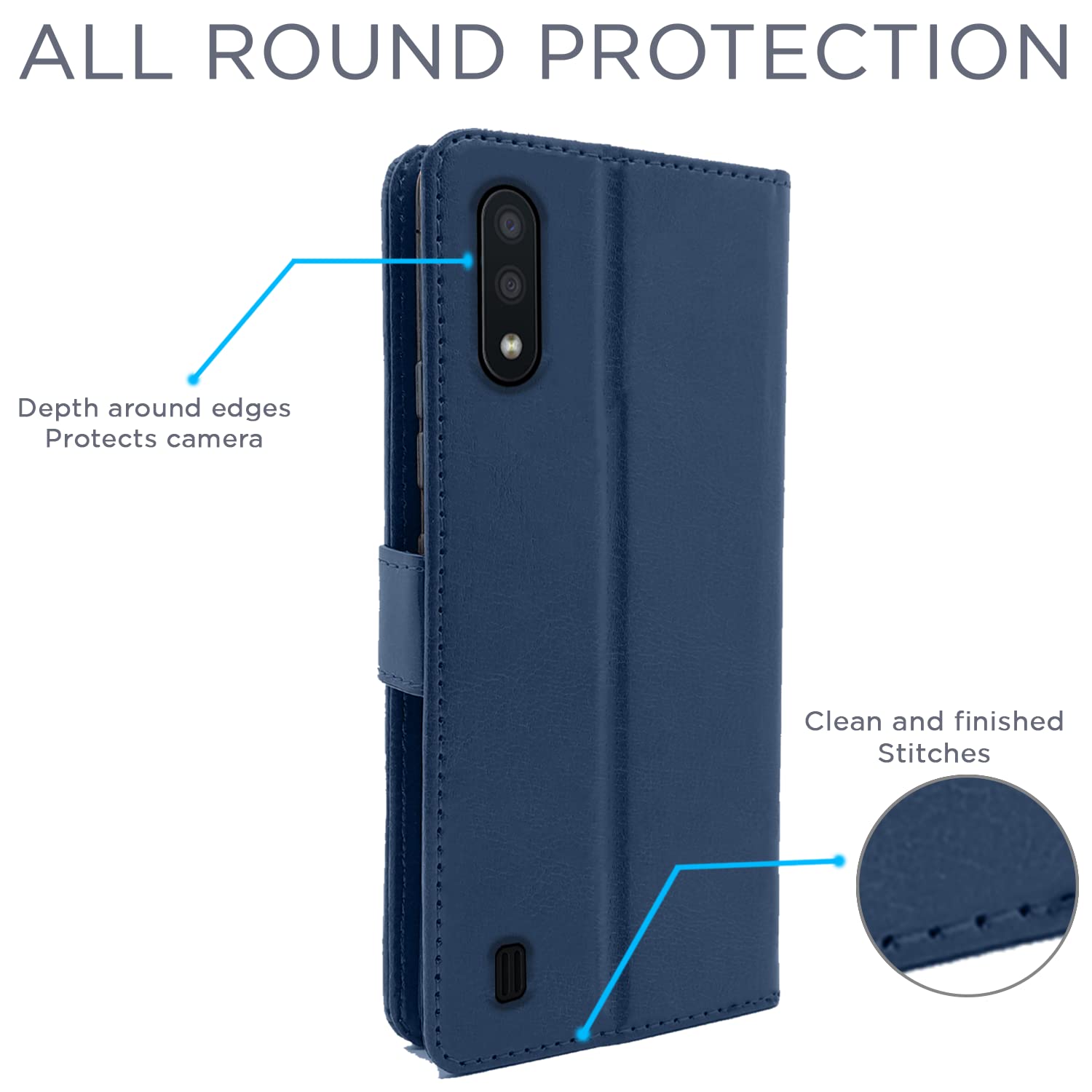 Pikkme Samsung Galaxy M01 Vintage Flip Cover (Blue)
