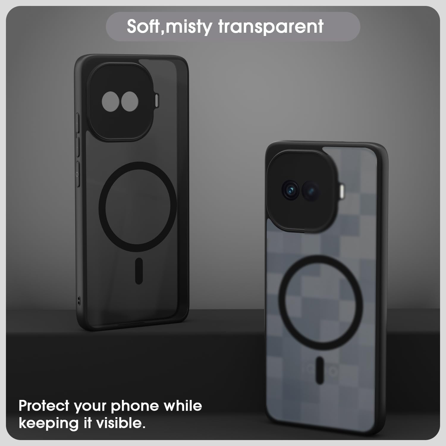 iQOO 15R 5G mobile back cover in black smoke mag-safe by Pikkme – photo 3