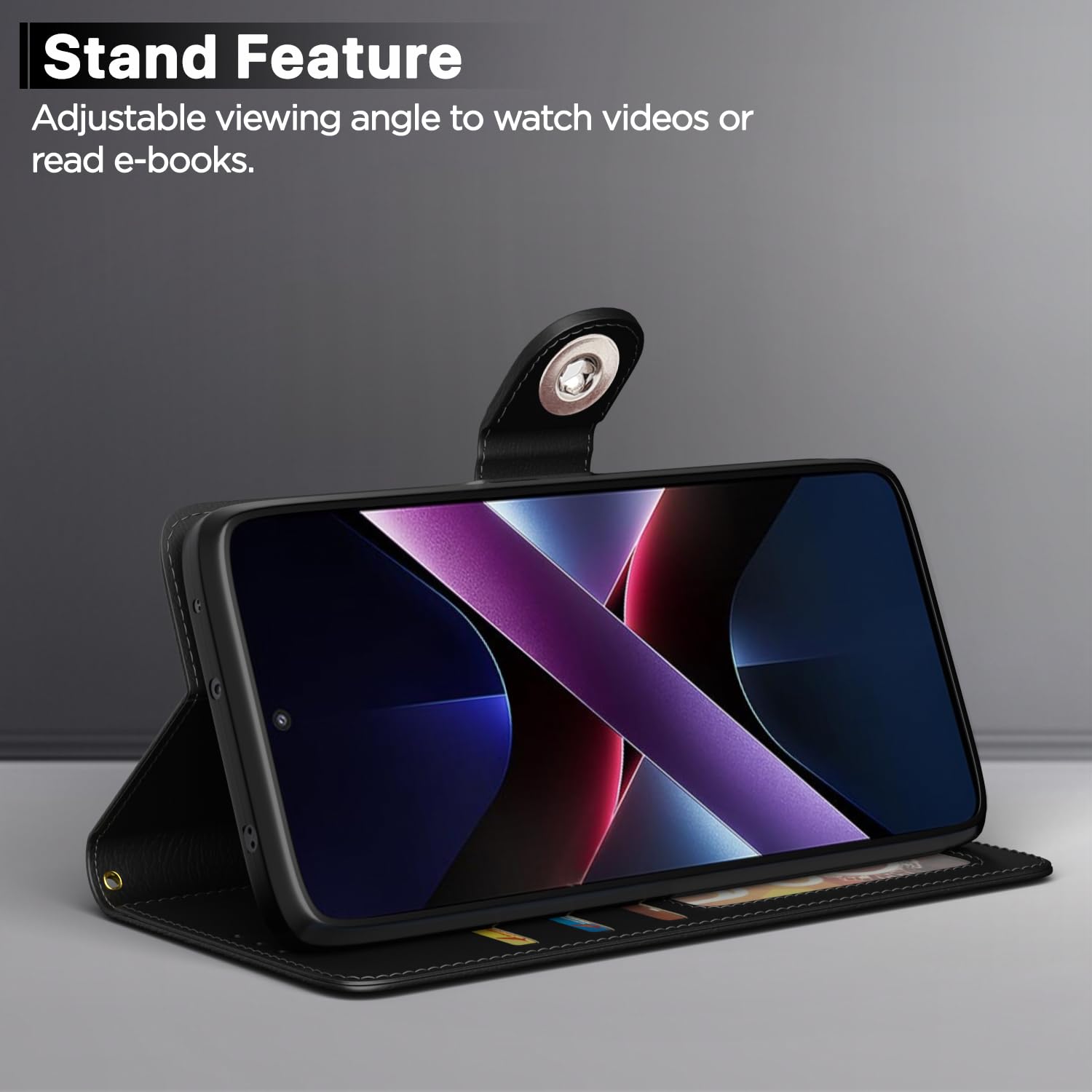 Pikkme black Button mobile flip cover for POCO X7 Pro 5G – photo 3