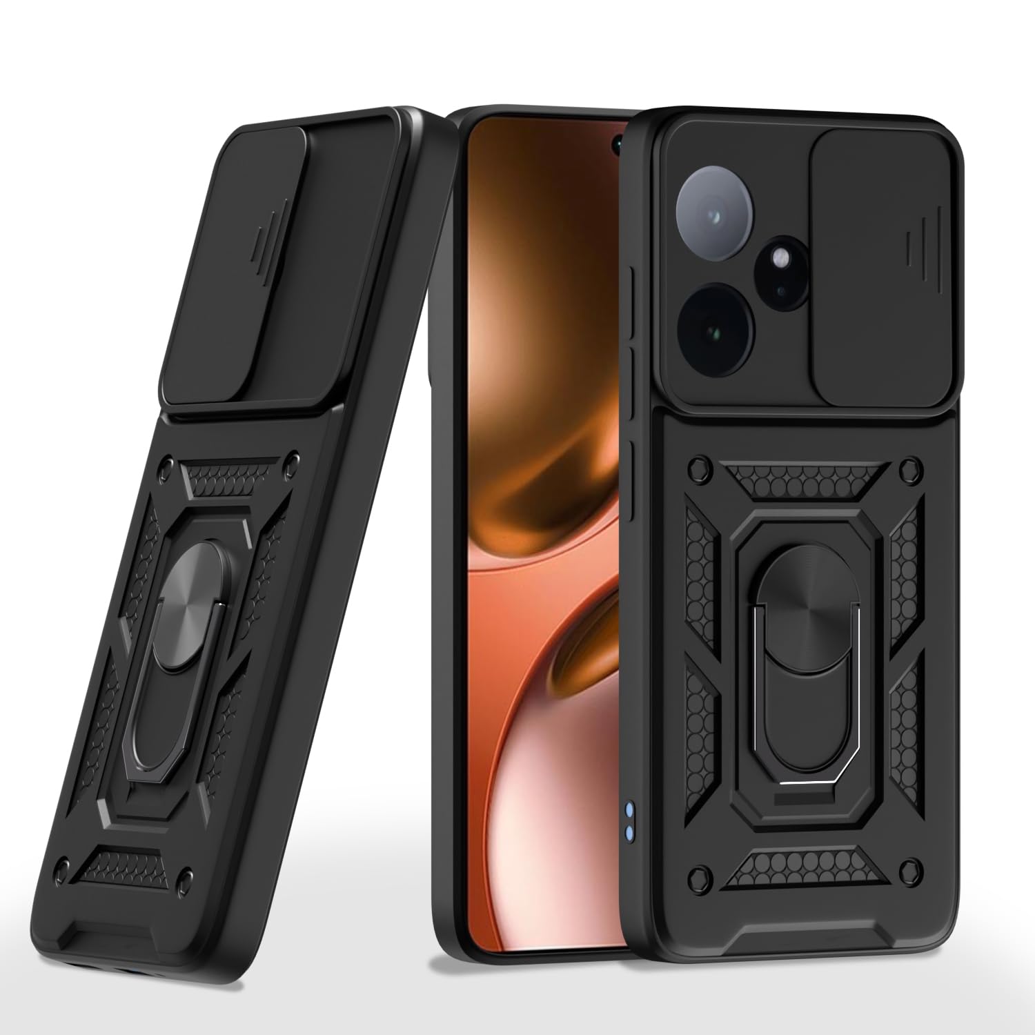 Pikkme Realme GT 7 5G / GT 7T 5G D10 Tough Armor Back Cover (Black)
